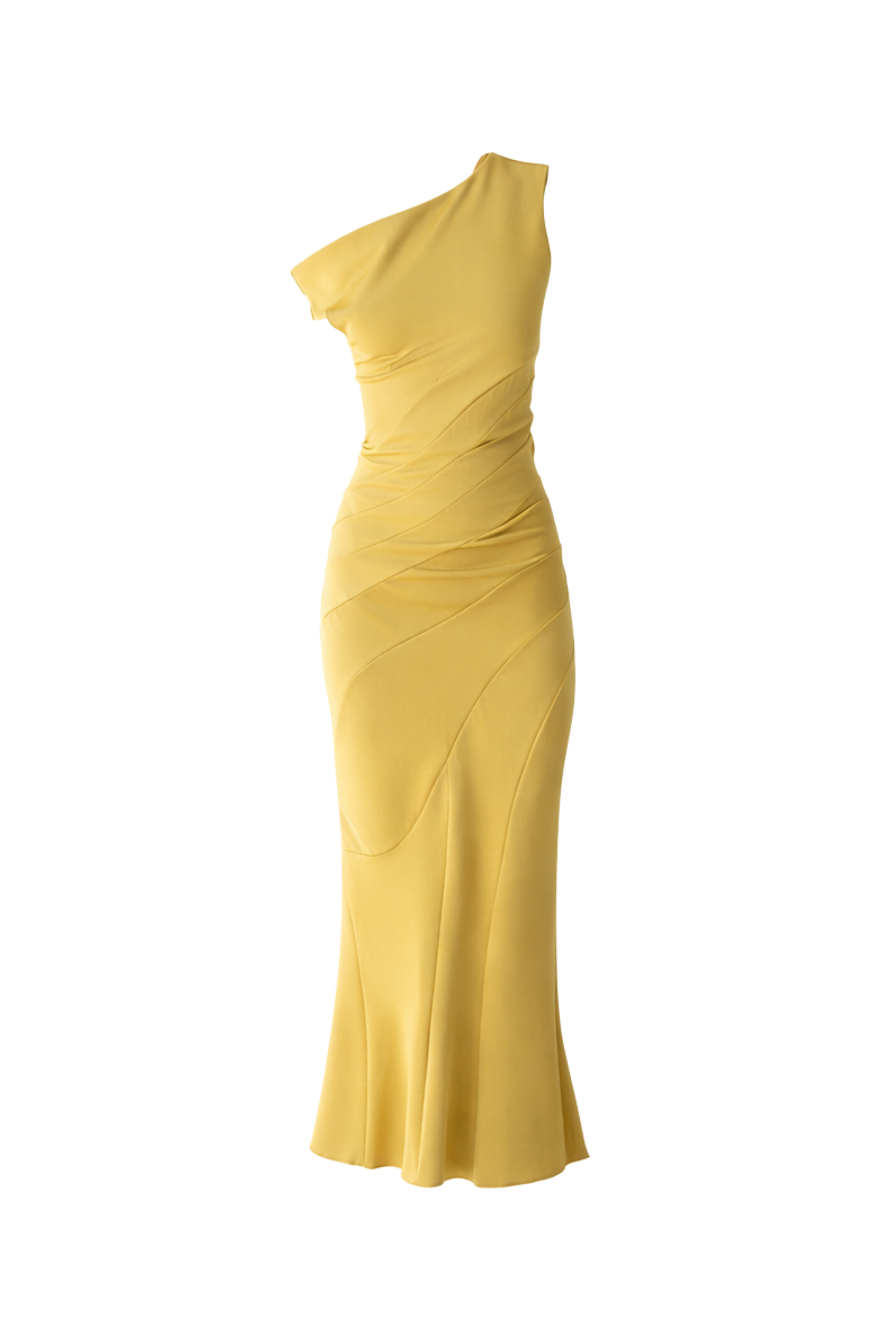 MUSTARD GREEN SEAMS DRESS