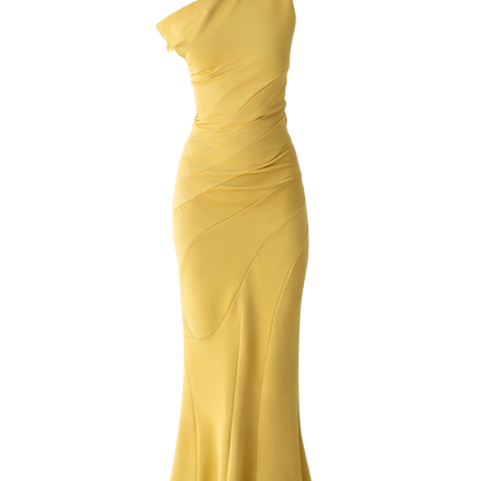 MUSTARD GREEN SEAMS DRESS